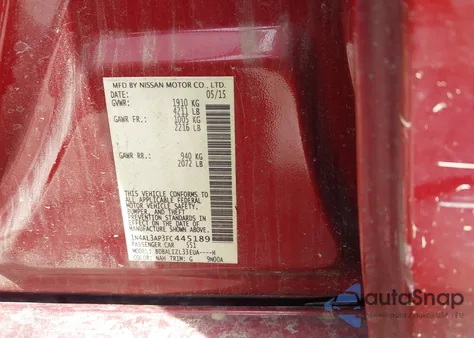 2015 Nissan Altima 2.5 Sv from USA, damaged, VIN 1N4AL3AP3FC445189